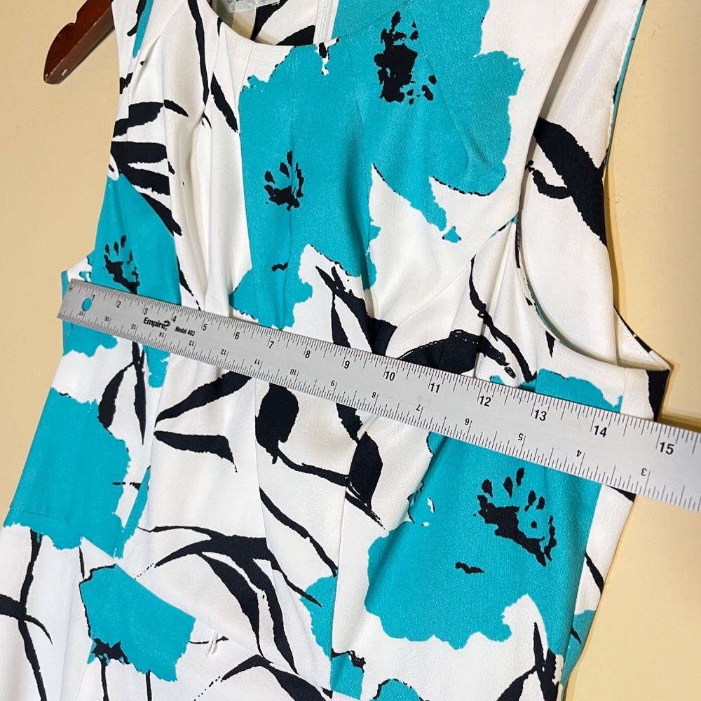 Dress Barn White Sheath Dress with Teal Floral Print - Picture 7 of 11